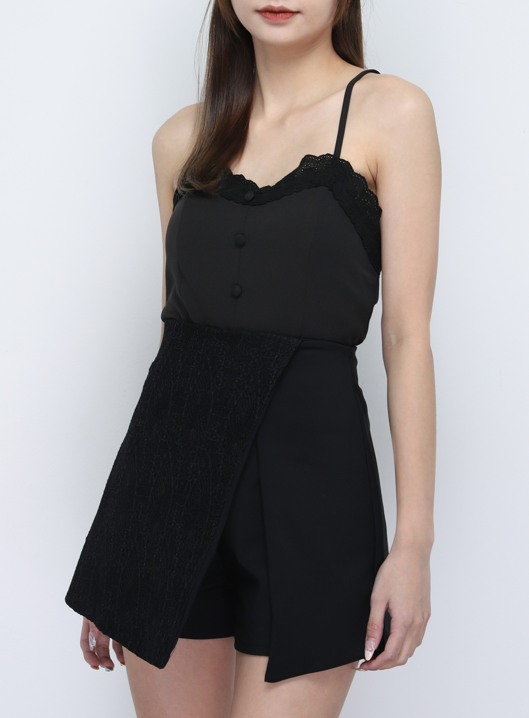 Lace With Deccorative Button With Strap Top 20123