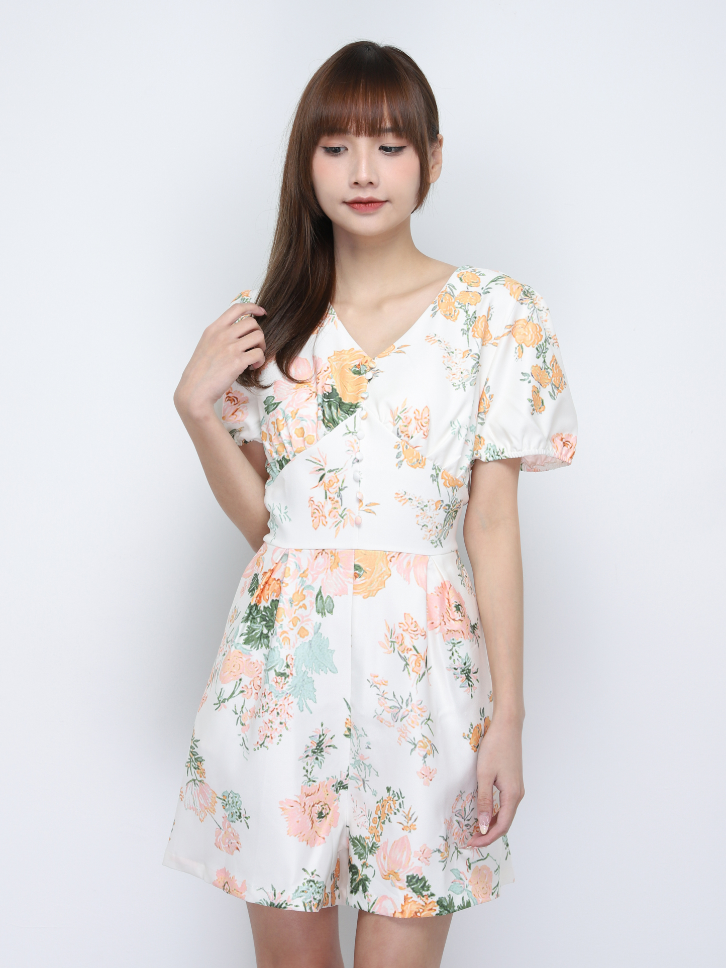 Floral Puff Sleeve Jumpsuit 20132