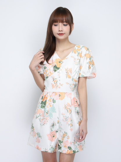 Floral Puff Sleeve Jumpsuit 20132