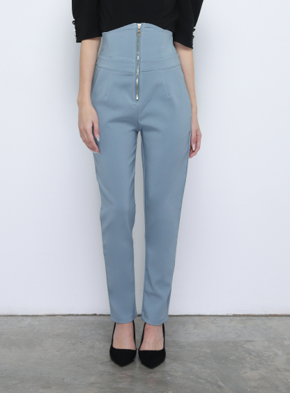 High Waist Front Zip Long Pants 20134
