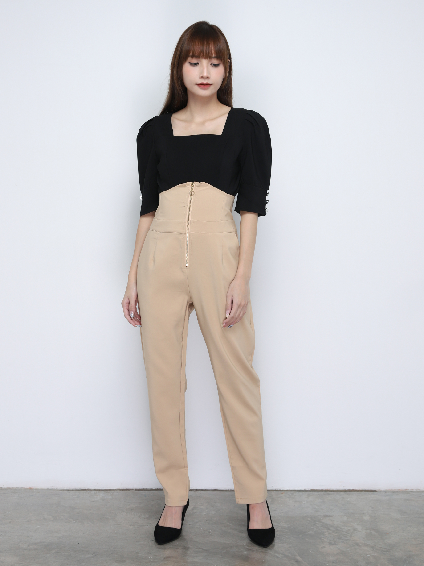 High Waist Front Zip Long Pants 20134