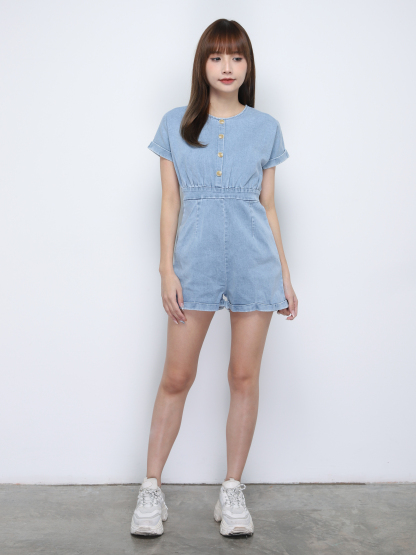 Denim Decorative Button Jumpsuit 20160