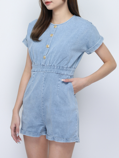 Denim Decorative Button Jumpsuit 20160