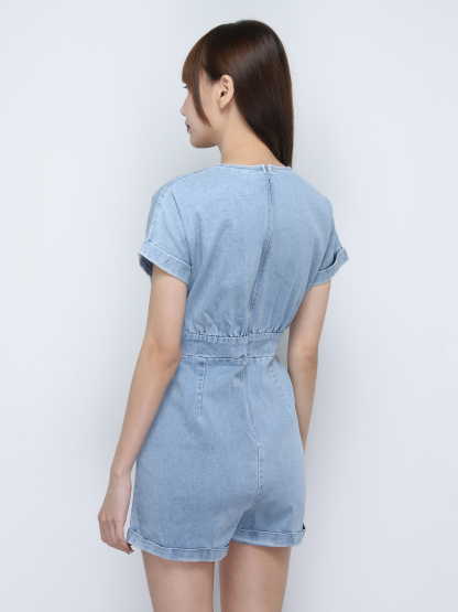 Denim Decorative Button Jumpsuit 20160