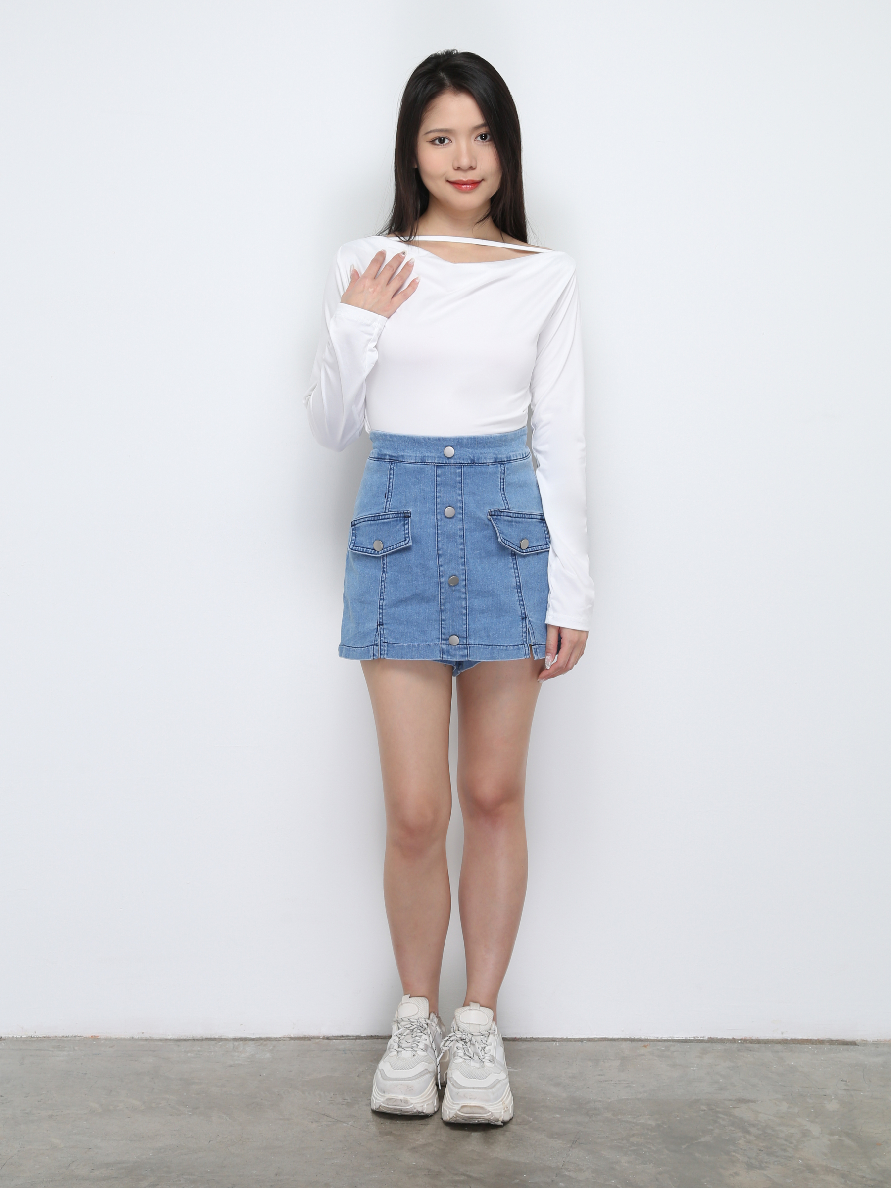 Denim Front Breasted Button Short pants 29260