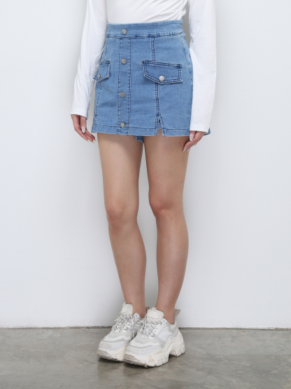Denim Front Breasted Button Short pants 29260