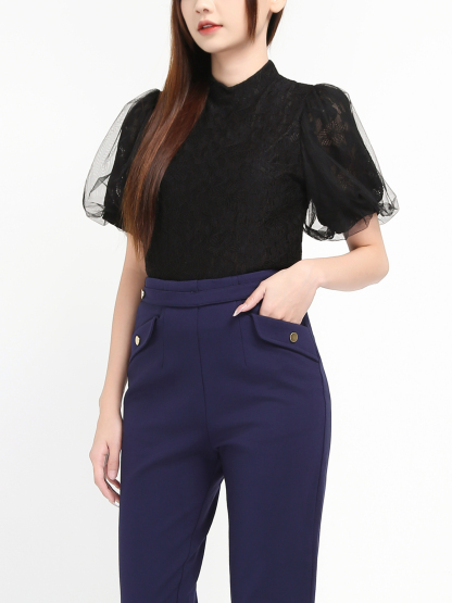 Side Pocket With Decorative Belt Long Pants 20617