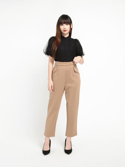 Side Pocket With Decorative Belt Long Pants 20617