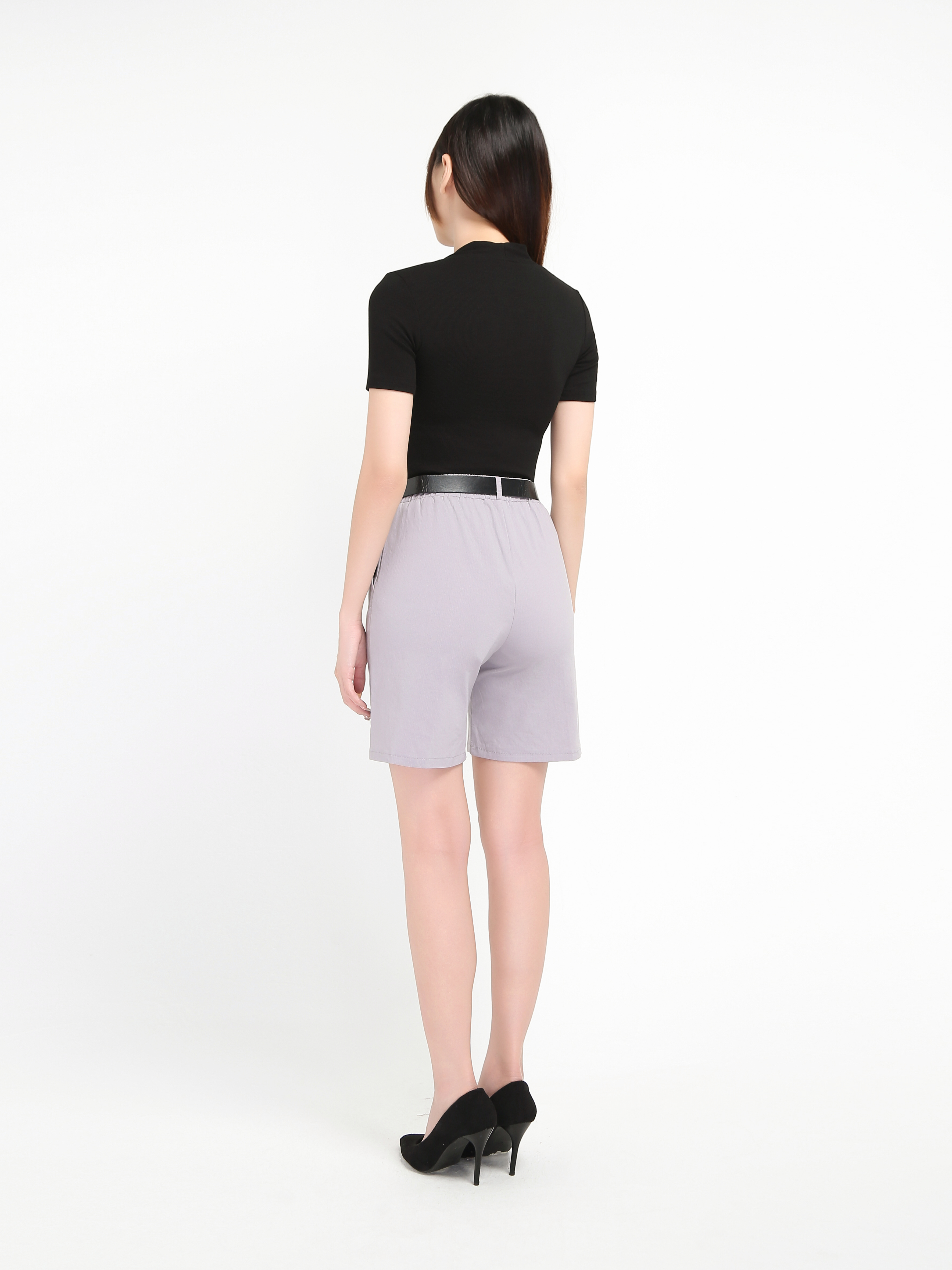 High Waist Side Pocket With Belt Short Pants 20632