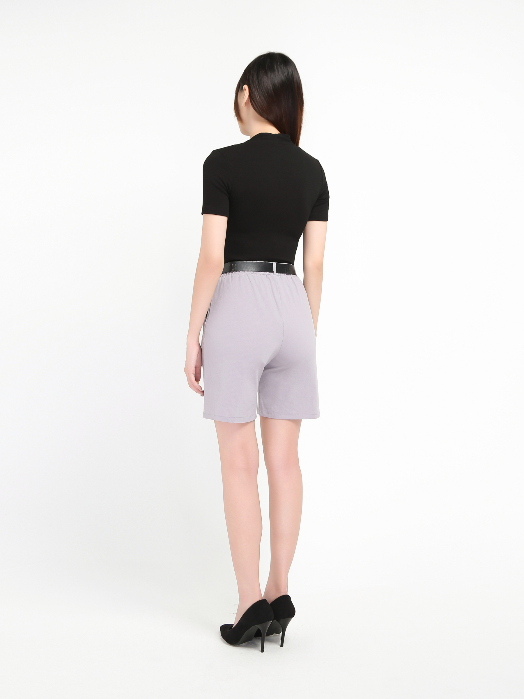 High Waist Side Pocket With Belt Short Pants 20632