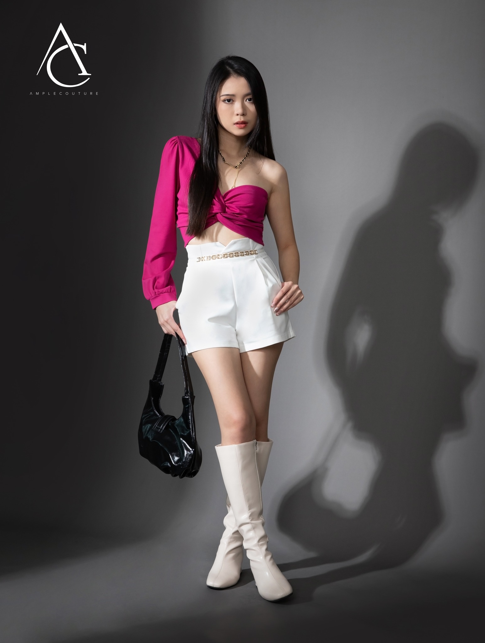 Middle Twist Without Sleeve One Side Long Sleeve Top 20687