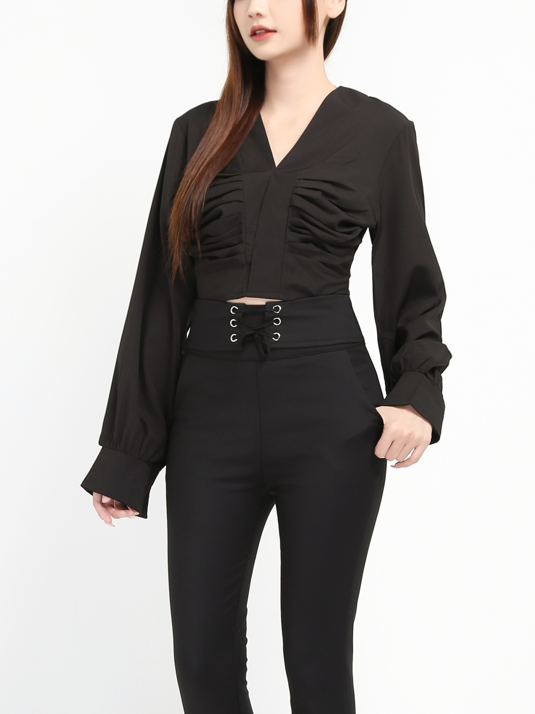 High Waist Tie Up Long Pants 20797