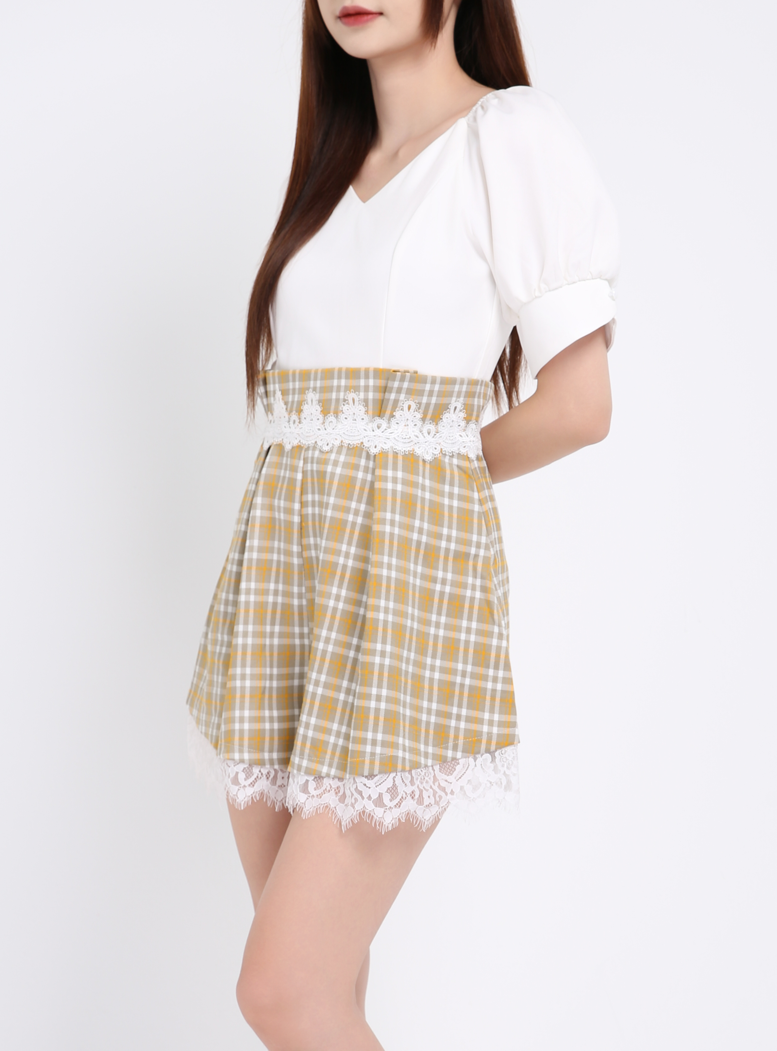 V Neck Plaid Jumpsuit 20964