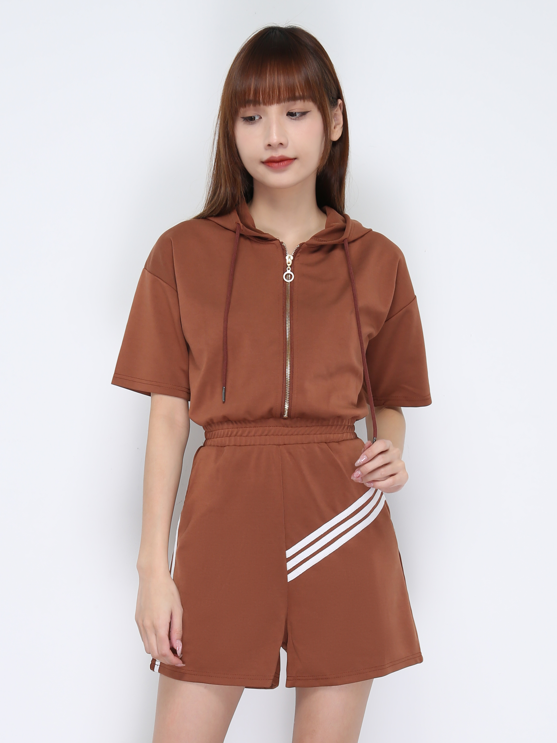 Front Zip With Cap Jumpsuit 20979