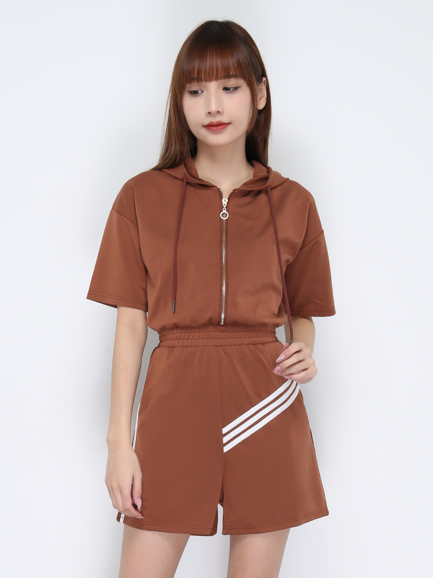 Front Zip With Cap Jumpsuit 20979