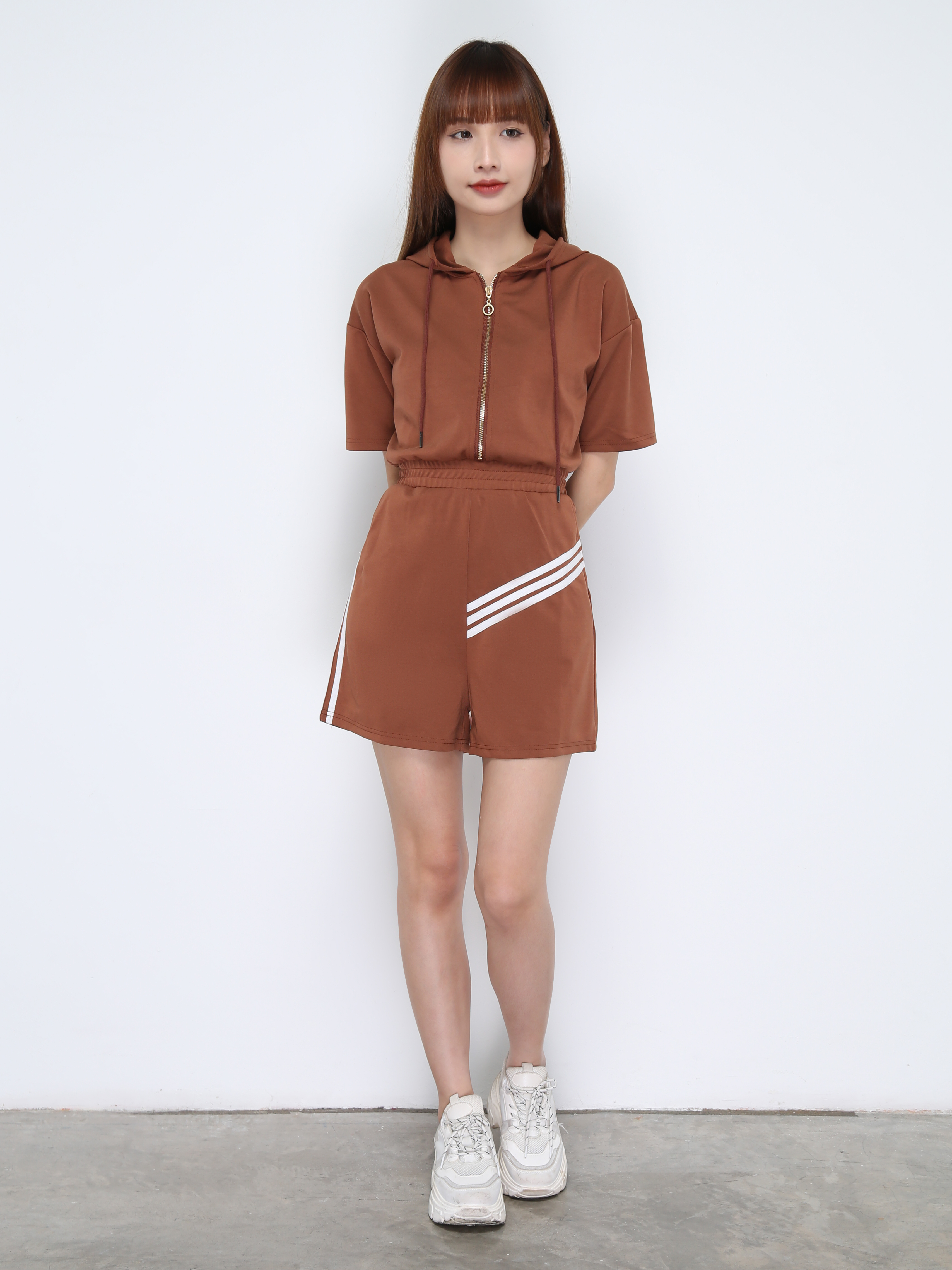 Front Zip With Cap Jumpsuit 20979