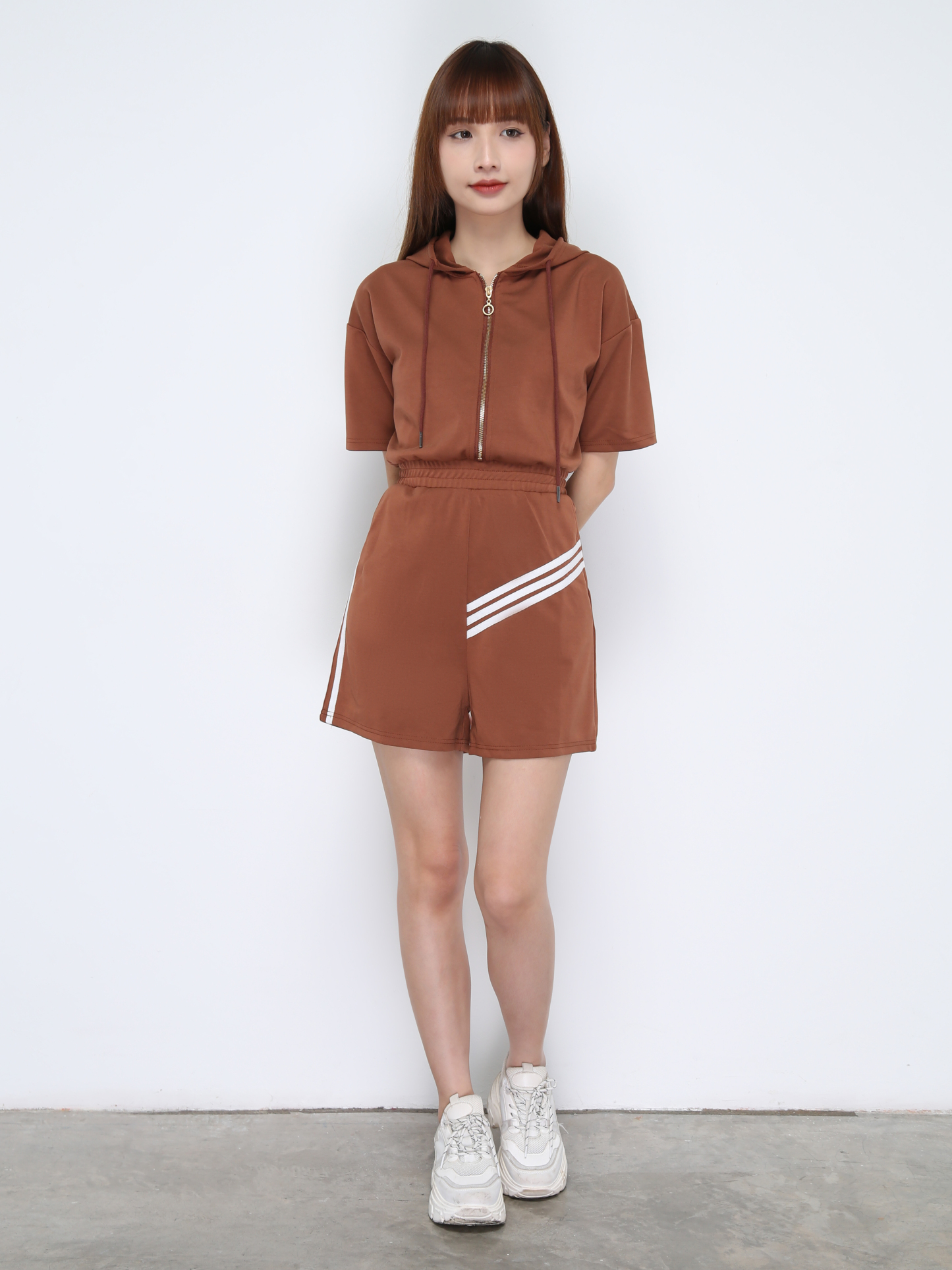 Front Zip With Cap Jumpsuit 20979