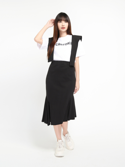 Font Decorative Shawl Top And Side Slit Skirt Set 21001