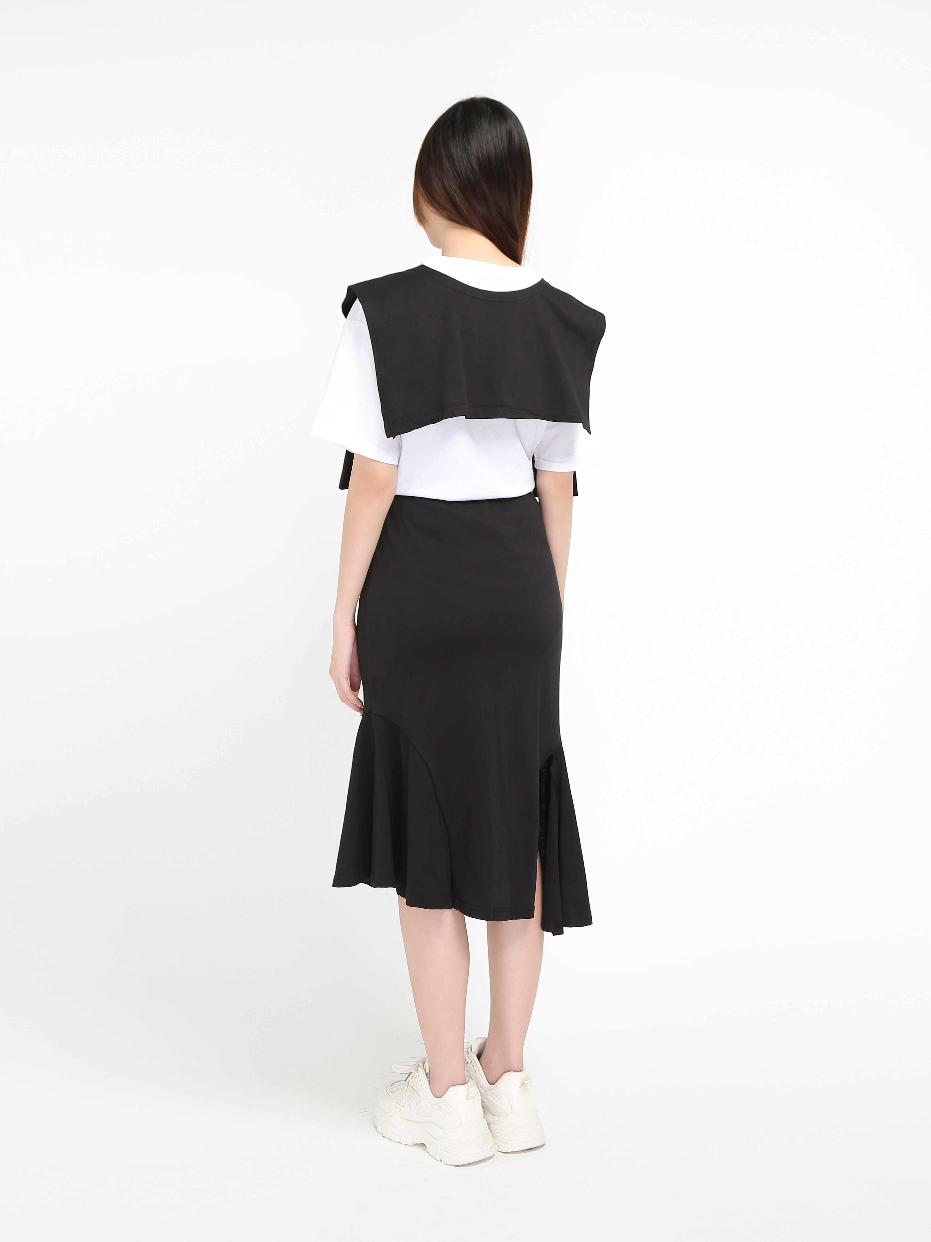 Font Decorative Shawl Top And Side Slit Skirt Set 21001