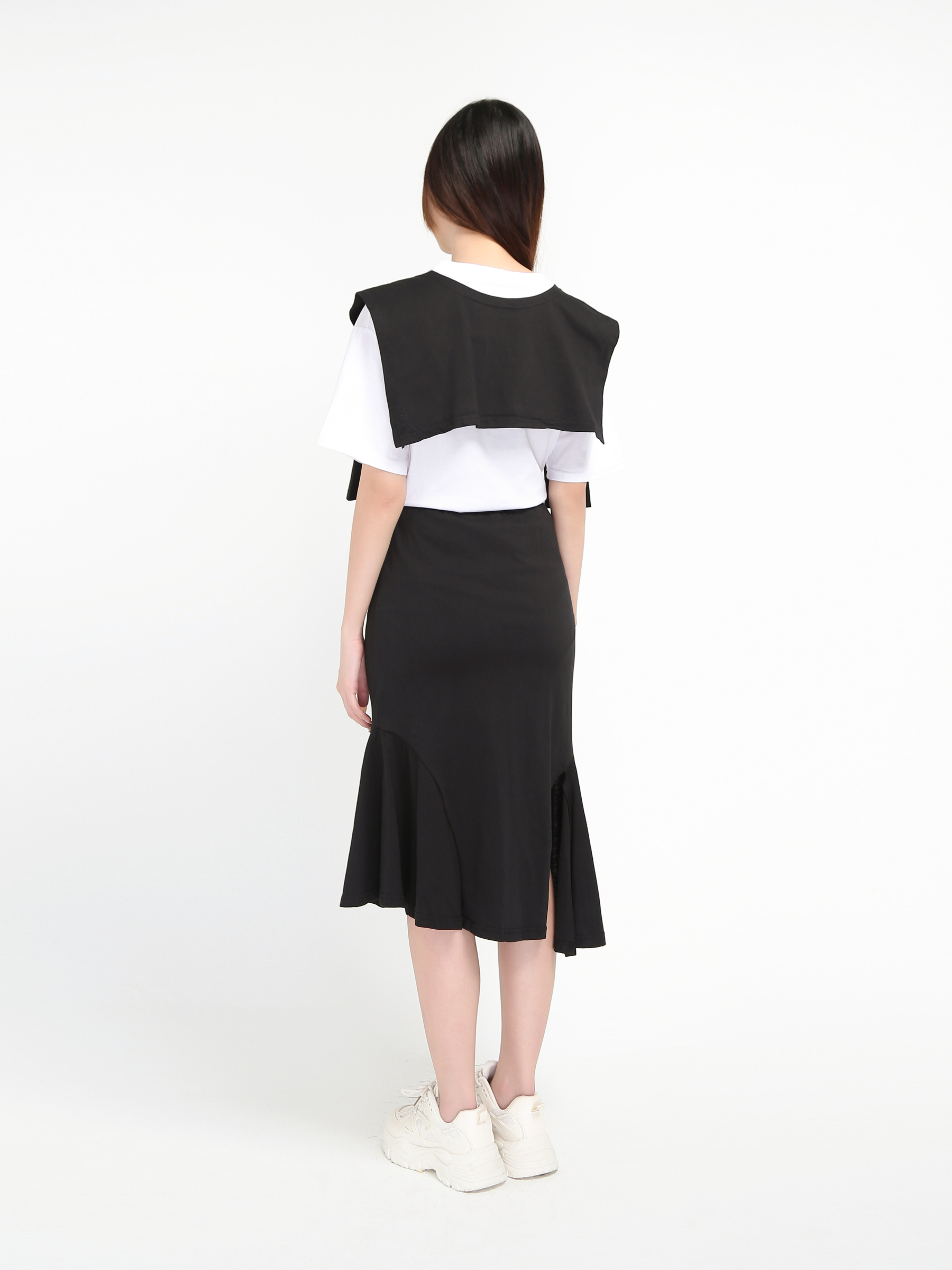 Font Decorative Shawl Top And Side Slit Skirt Set 21001