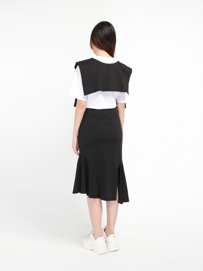 Font Decorative Shawl Top And Side Slit Skirt Set 21001