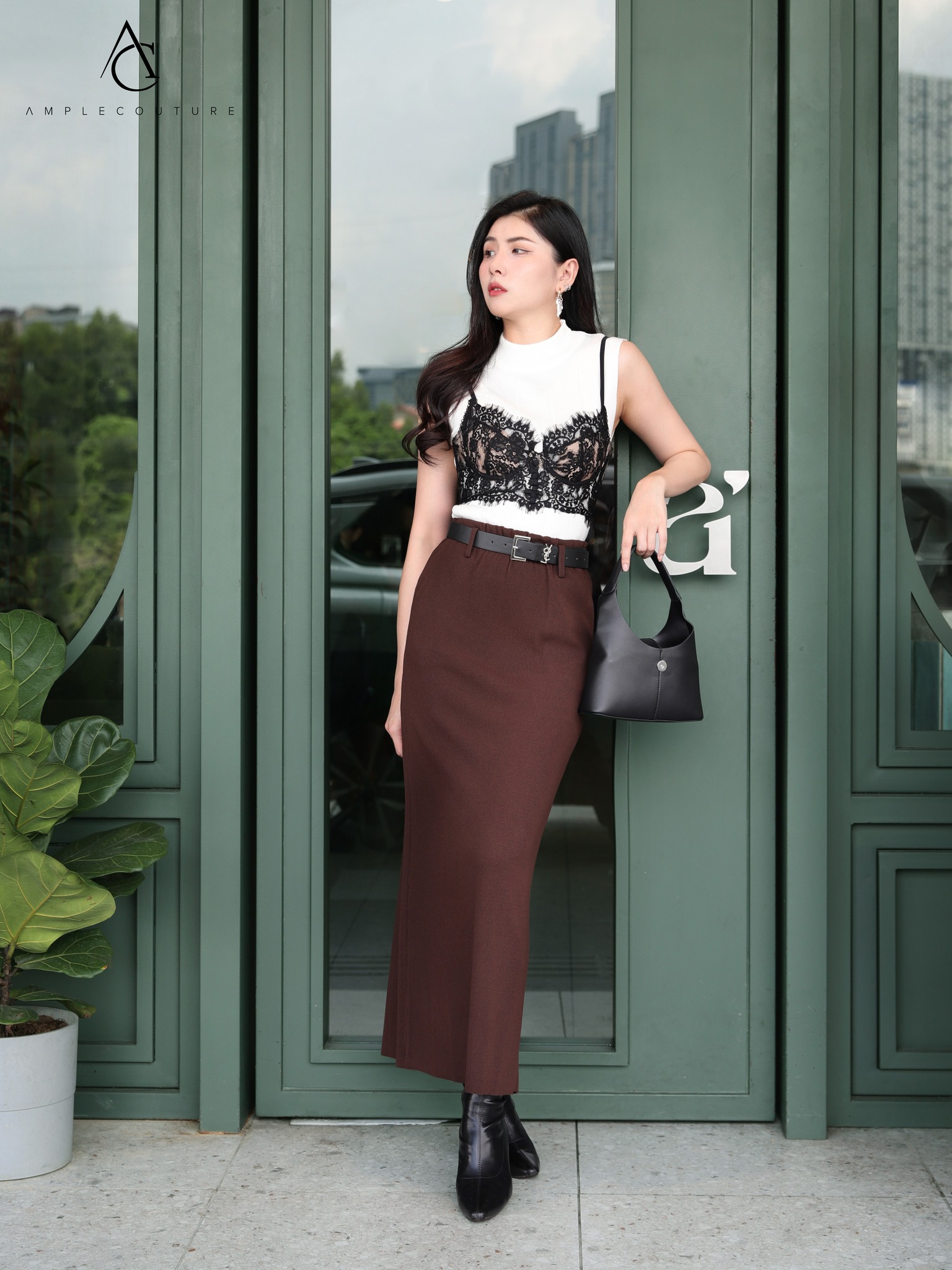 High Waist With Belt Skirt 34332