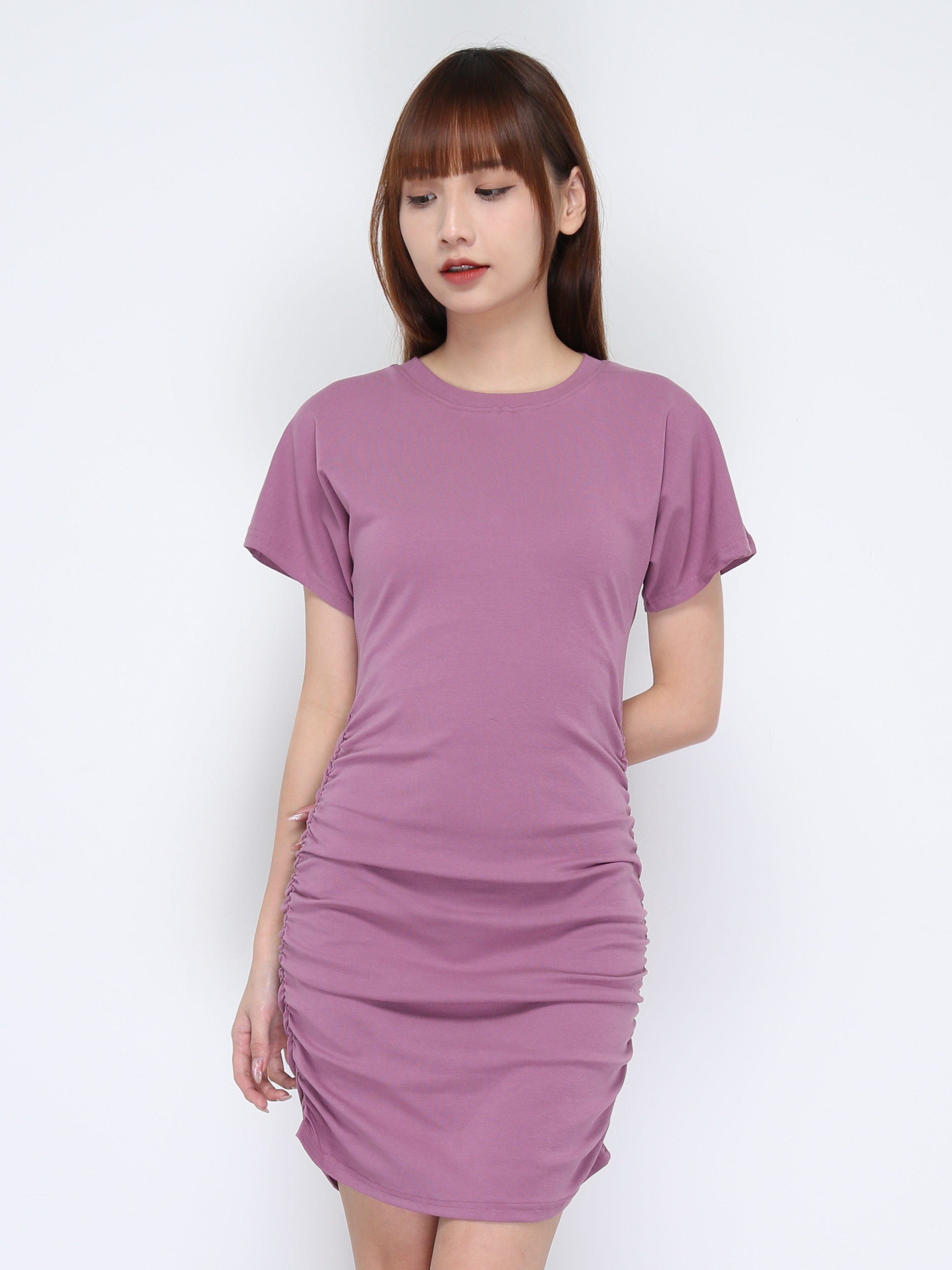 Round Neck Pleated Dress 21013