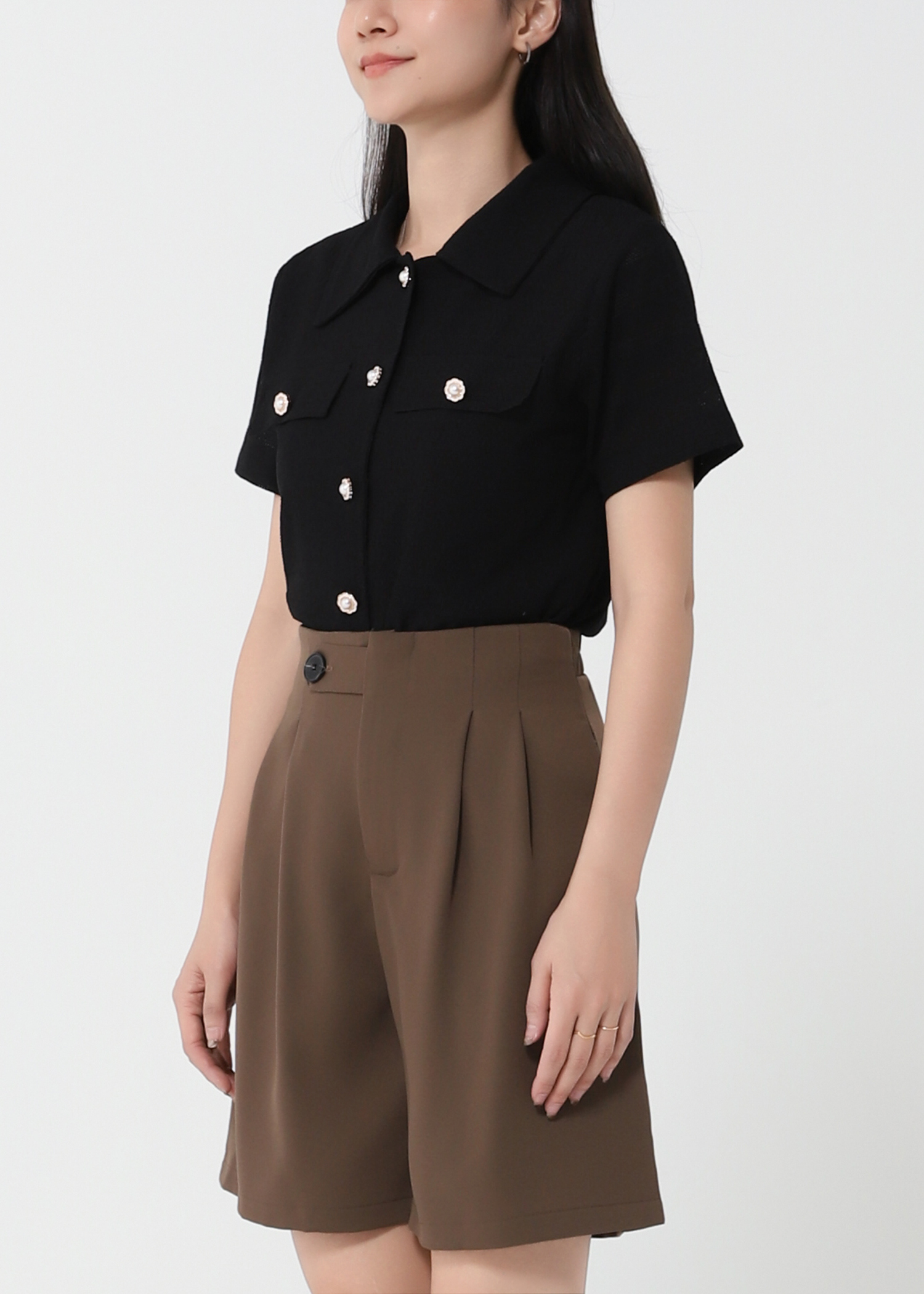 High Waist Front Button Short Pant 21081