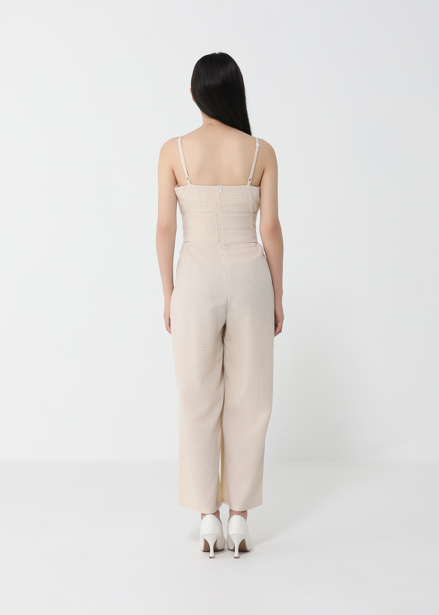 Checker With Waist Tie Up Belt Jumpsuit 21103