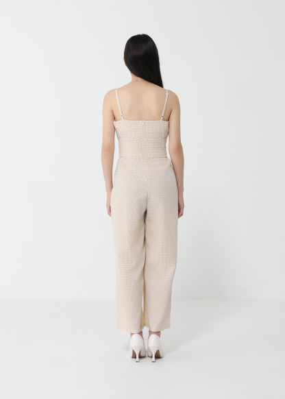 Checker With Waist Tie Up Belt Jumpsuit 21103