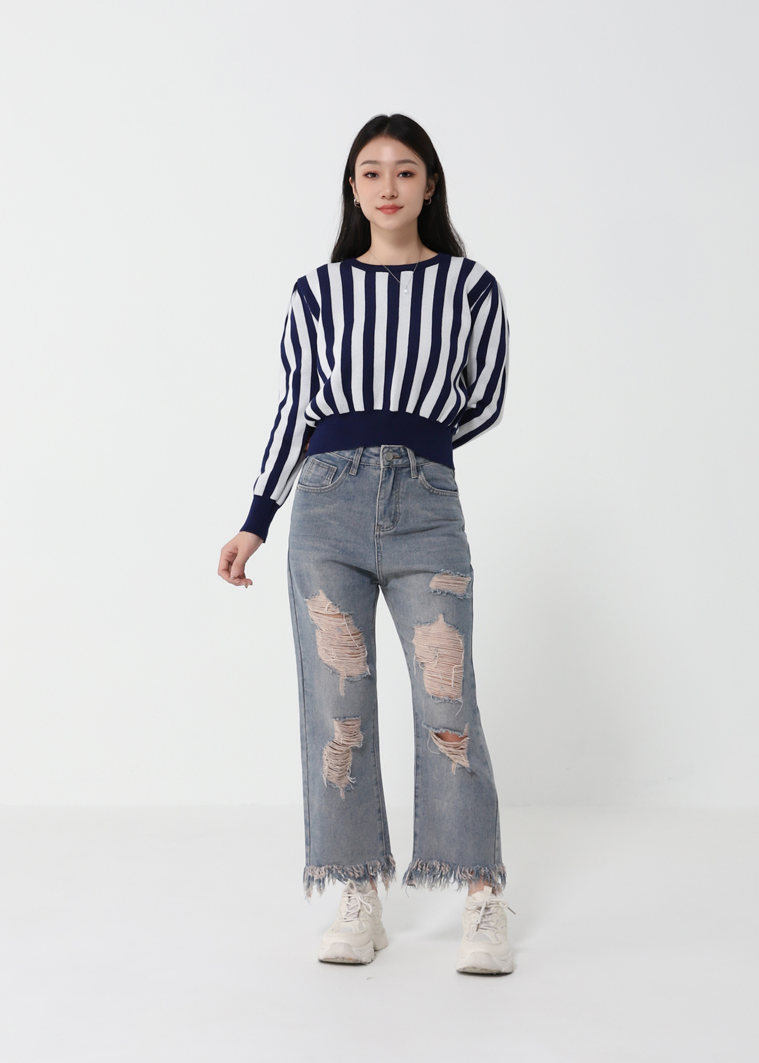 Denim Ripped Long Pants 22529