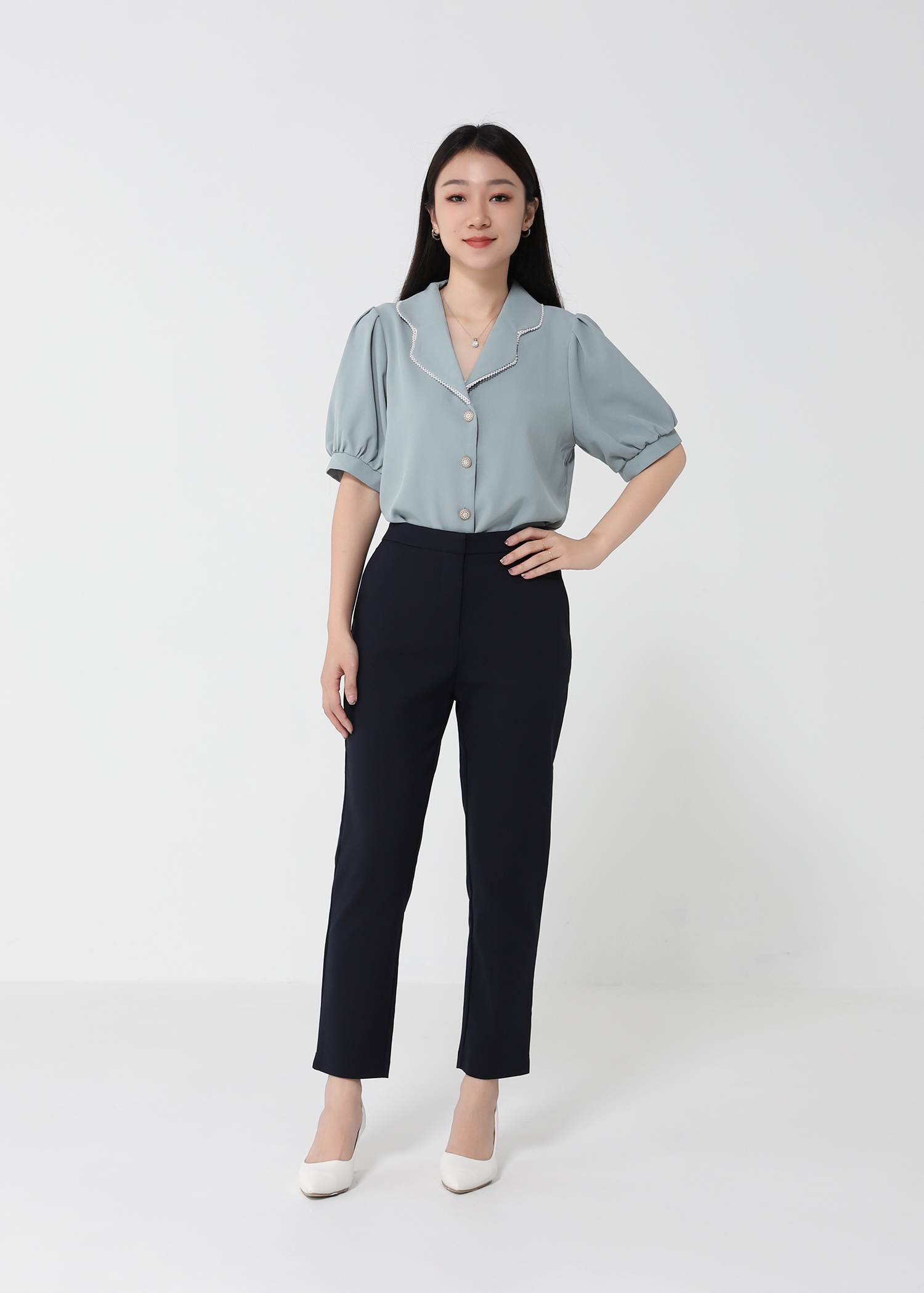 Plain Side Pocket Long Pants 21610