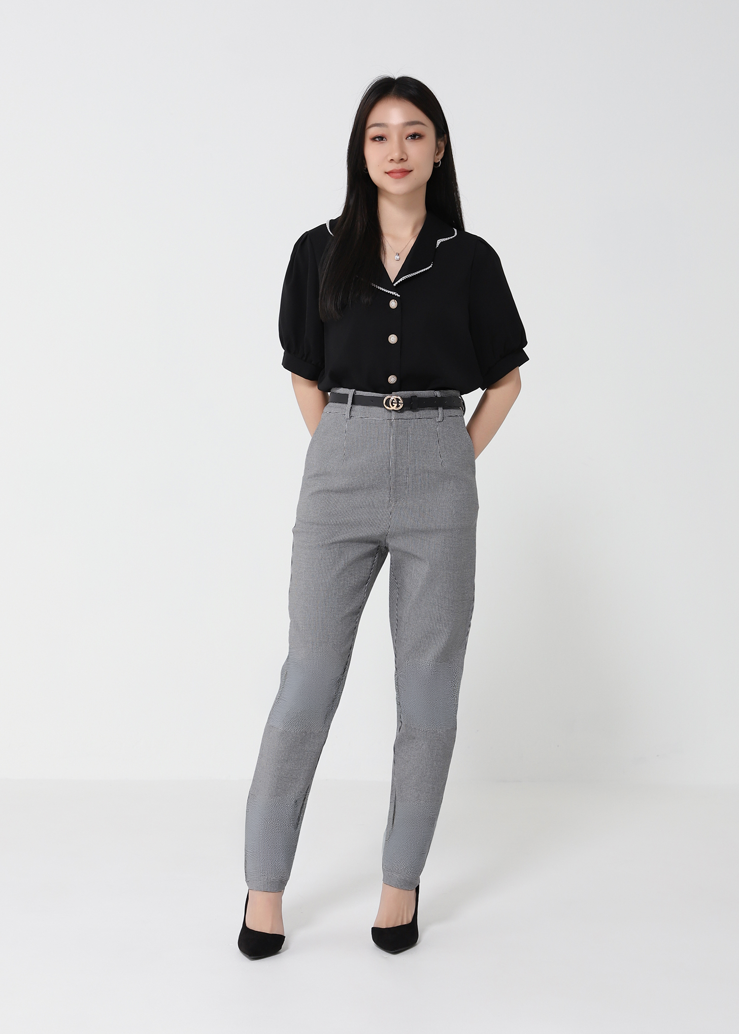 Collar Front Button Blouse 21180