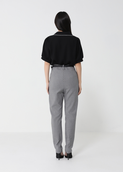 High Waist Checker Long Pants 22064