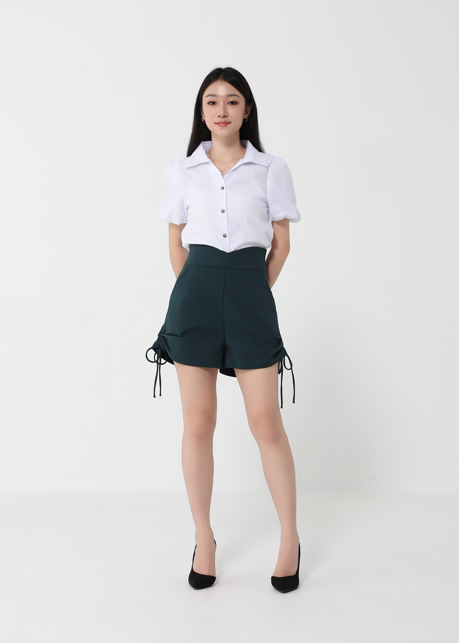 High Waist Side Drawstring Short Pants 21198