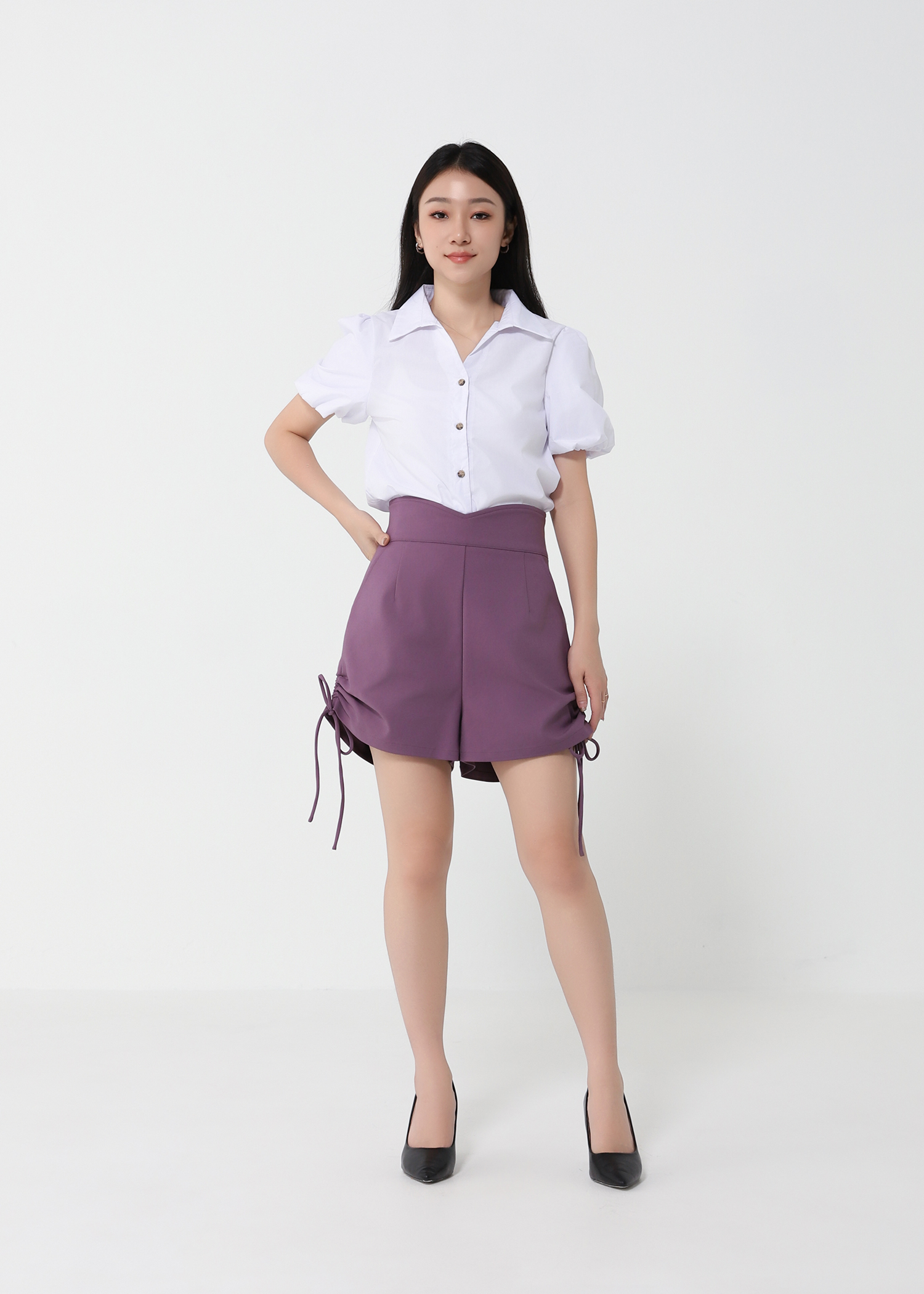 High Waist Side Drawstring Short Pants 21198