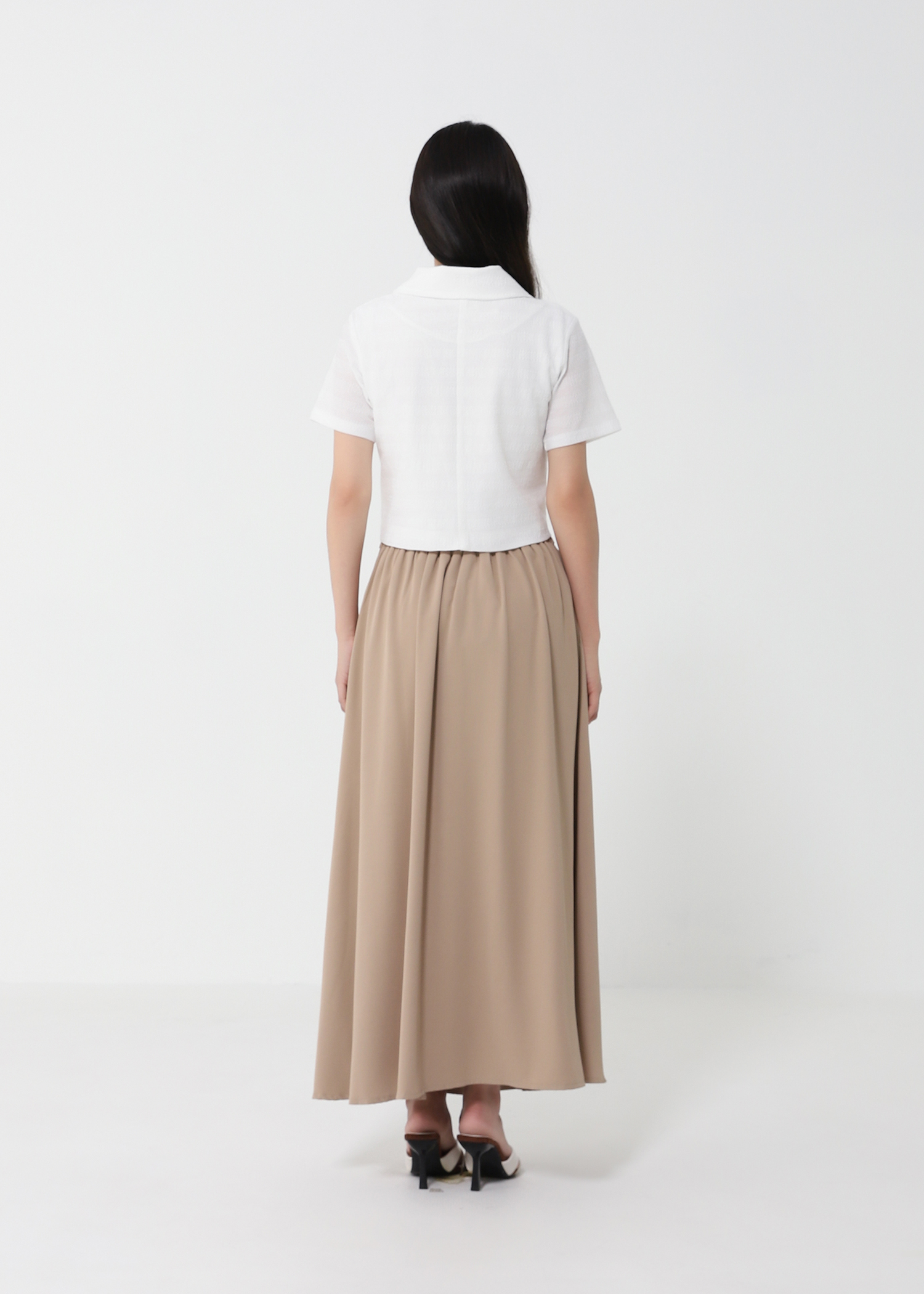 High Waist Pleated With Belt Skirt 21206