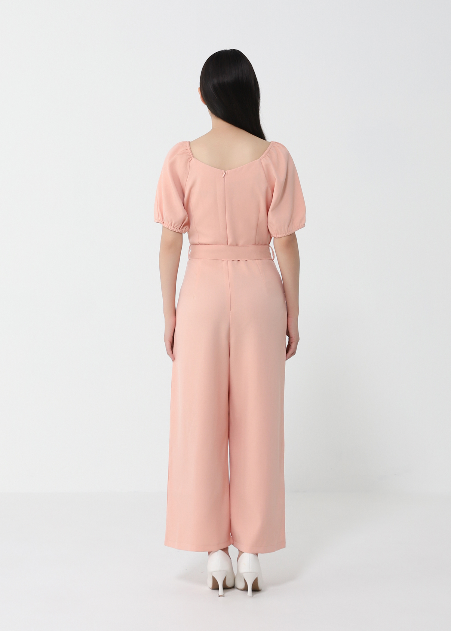 Sweetheart Neckline Side Pocket With Belt Jumpsuit 21306