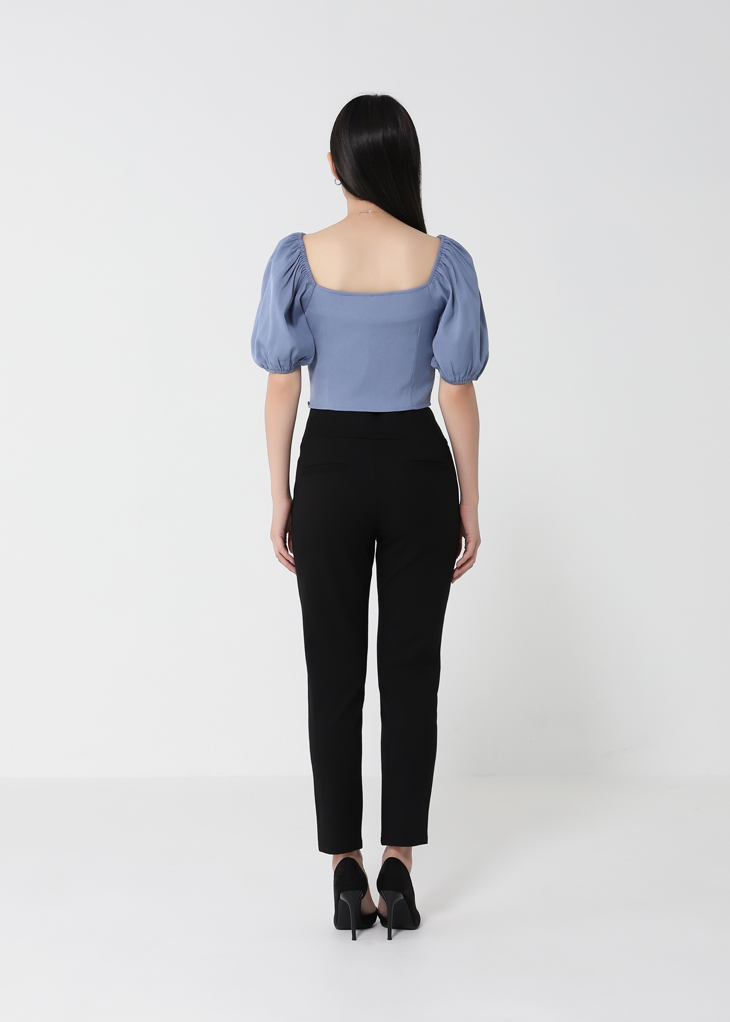 Puff Sleeve Decorative Cross Top 21234
