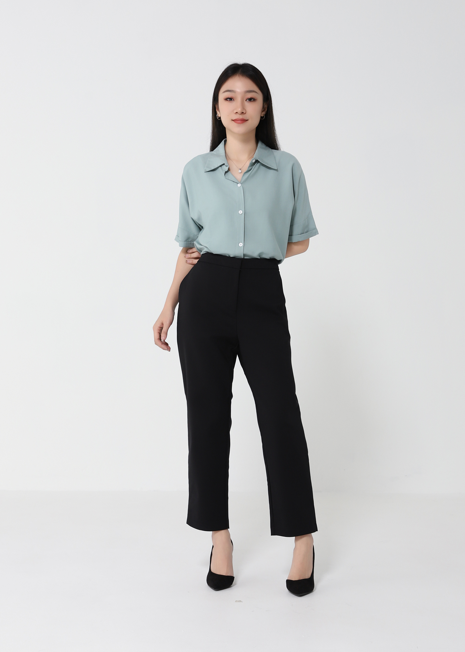 Collar Front Button Blouse 21496