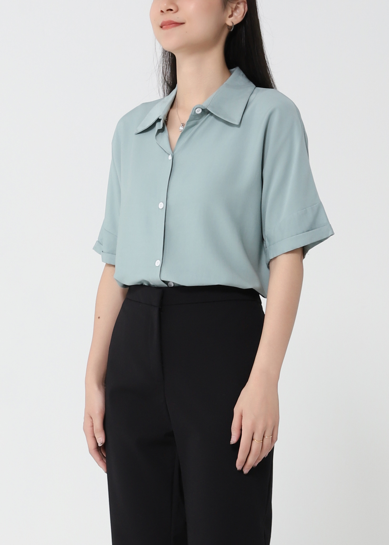 Collar Front Button Blouse 21496