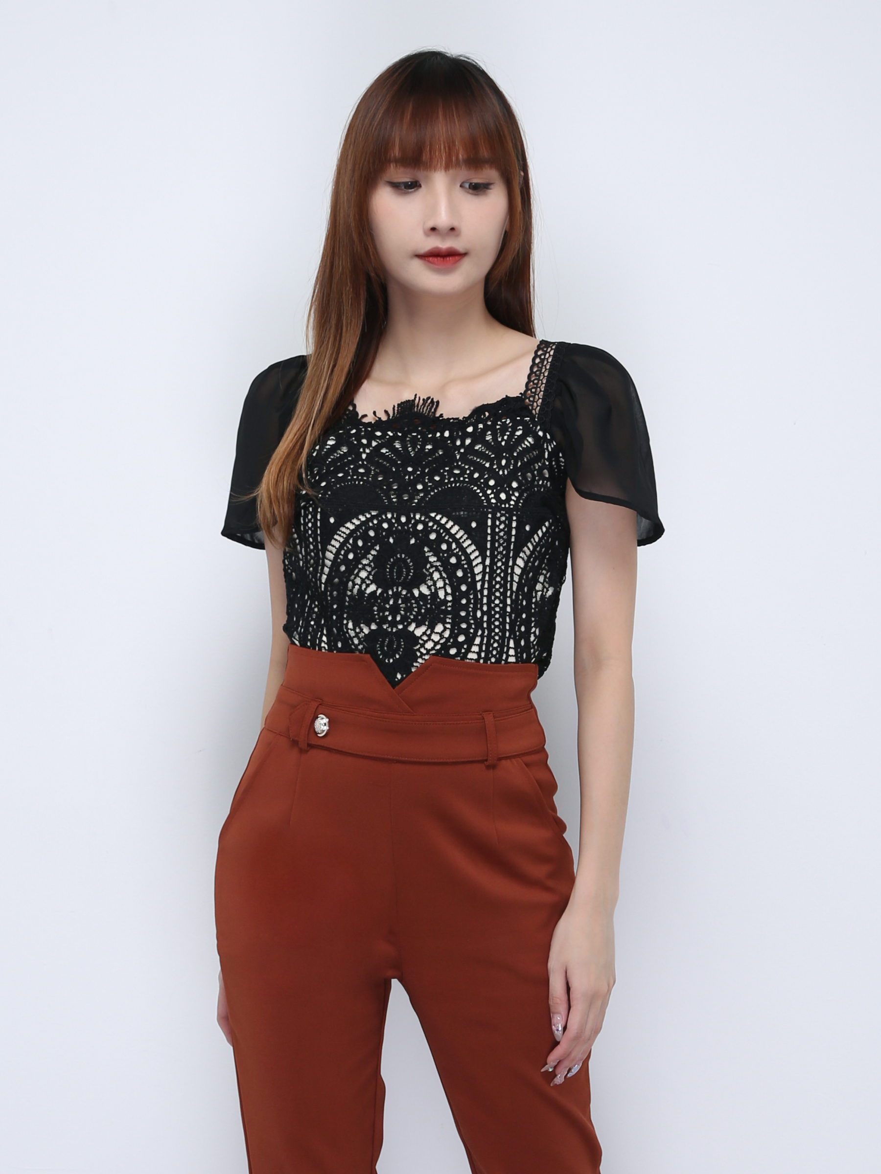 Transparent Sleeve With Lace Top 21737