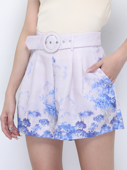 Floral With Belt Short Pants 21774