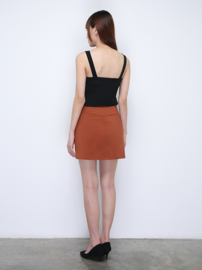 High Waist Front Button With Zip Skirt 21959