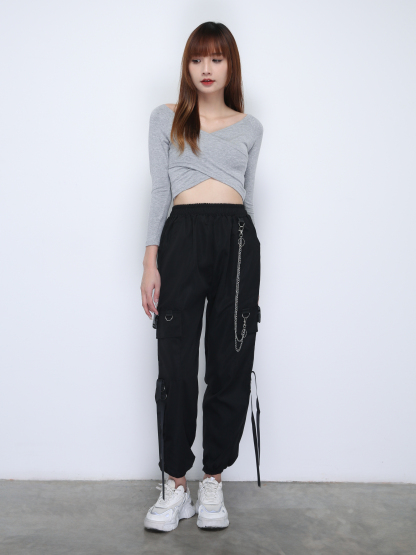 V Neck Wrap Long Sleeve Top 21801