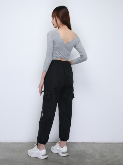 V Neck Wrap Long Sleeve Top 21801