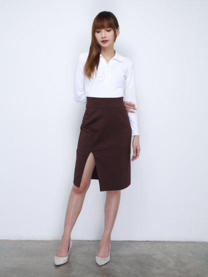 High Waist Pleated With Split Skirt 21846