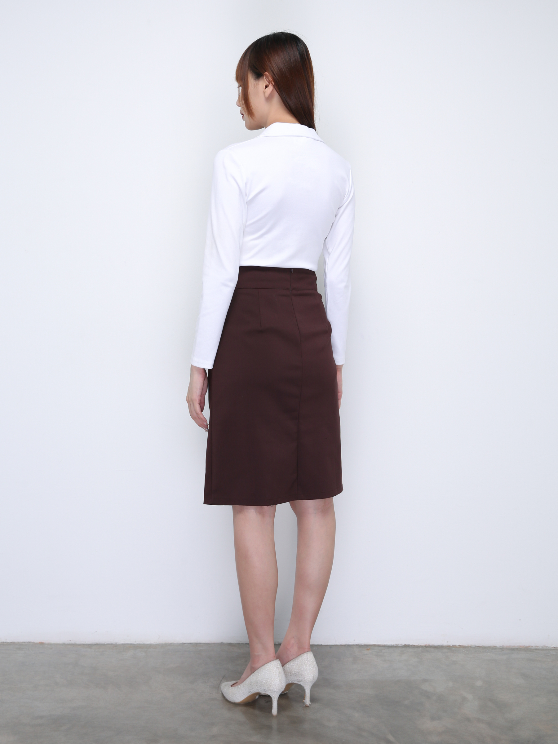 High Waist Pleated With Split Skirt 21846