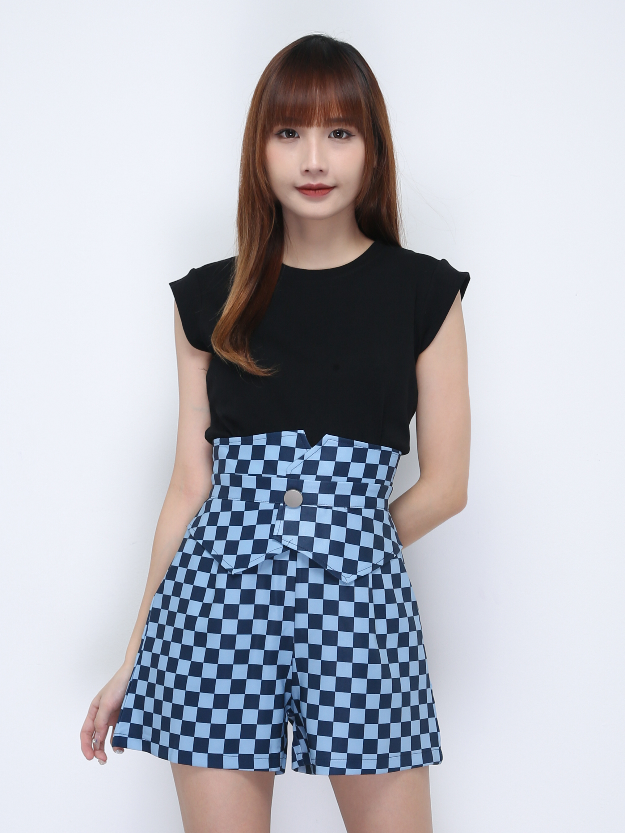 High Waist Checker Short Pants 22000