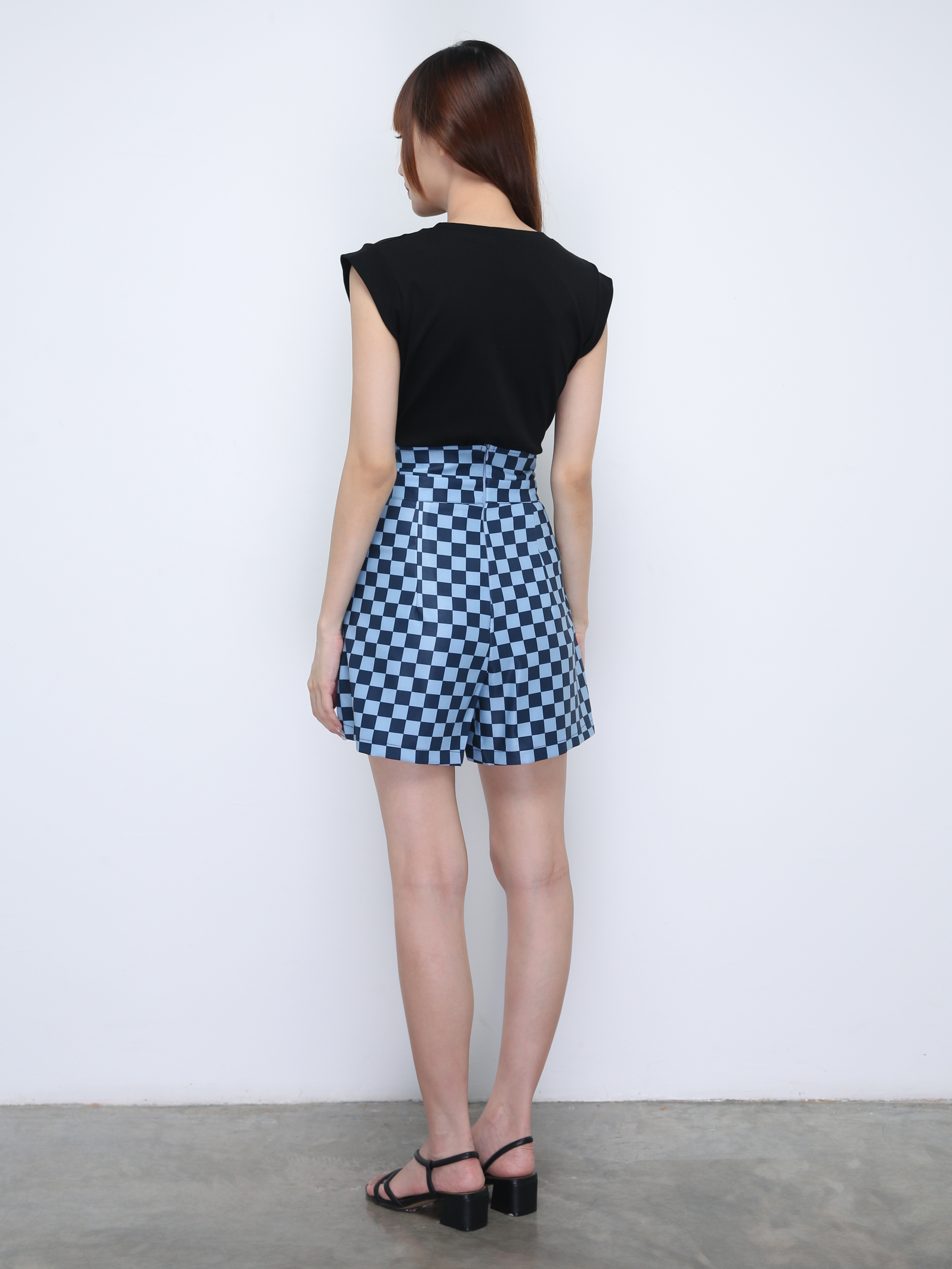 High Waist Checker Short Pants 22000